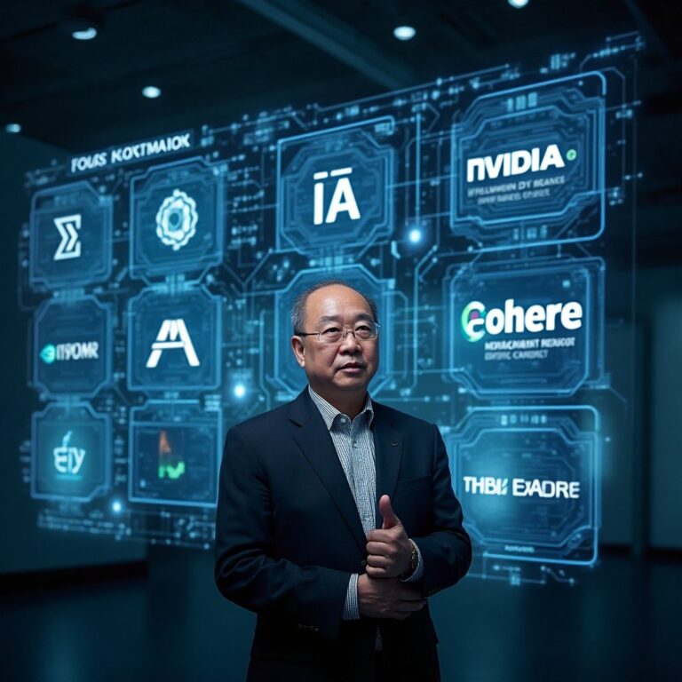 Logo de softbank et illustration de l'ia