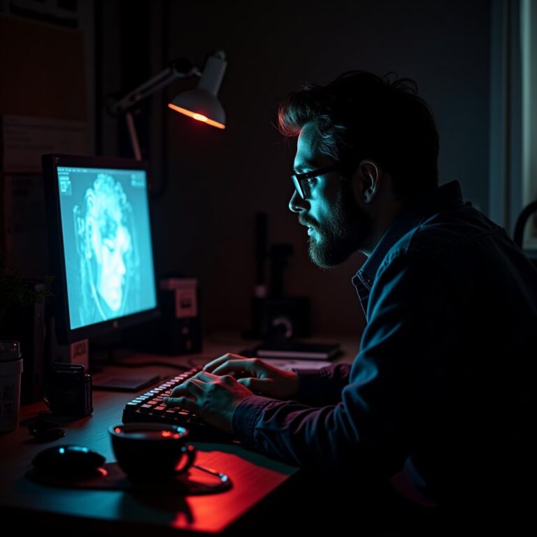 Image représentant un peintre traditionnel face à une œuvre d'art générée par intelligence artificielle