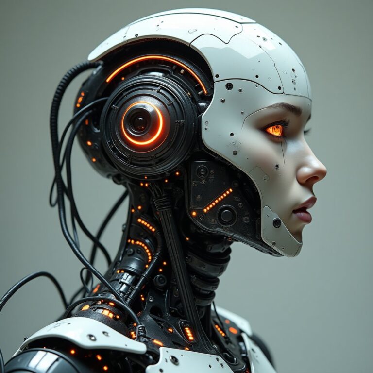 Illustration d'une interface d'ia à facette humaine et robotique