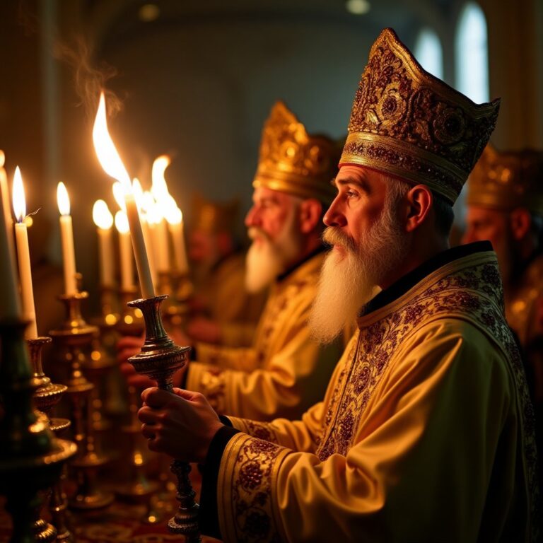 Liturgie orthodoxe en slavon ancien célébrée dans une église traditionnelle