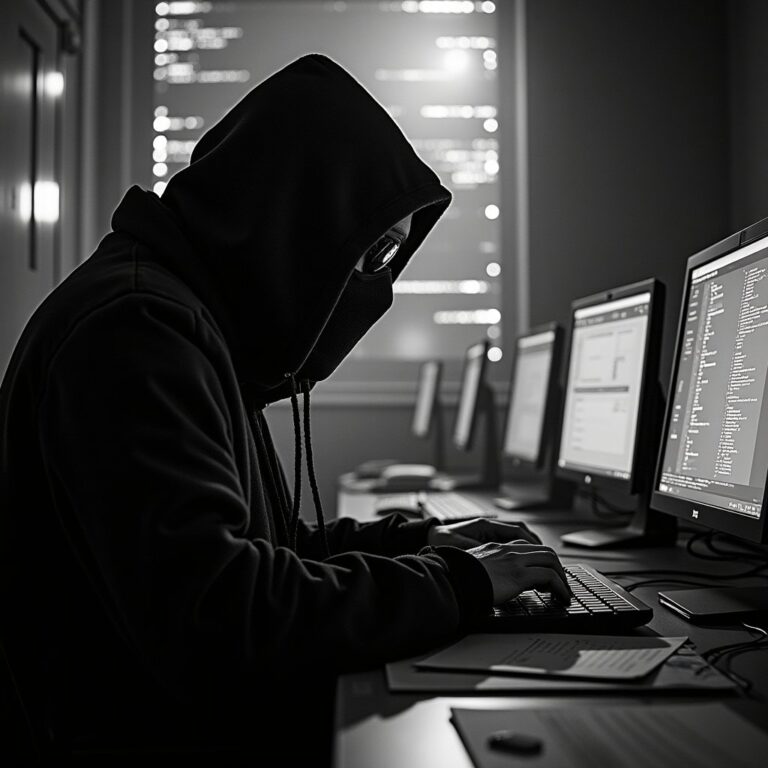 Alerte sur la menace cybernétique Une image illustrant un réseau informatique avec des alertes de sécurité