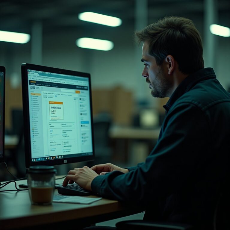 Logo d'amazon avec graphique indiquant une réduction d'effectifs