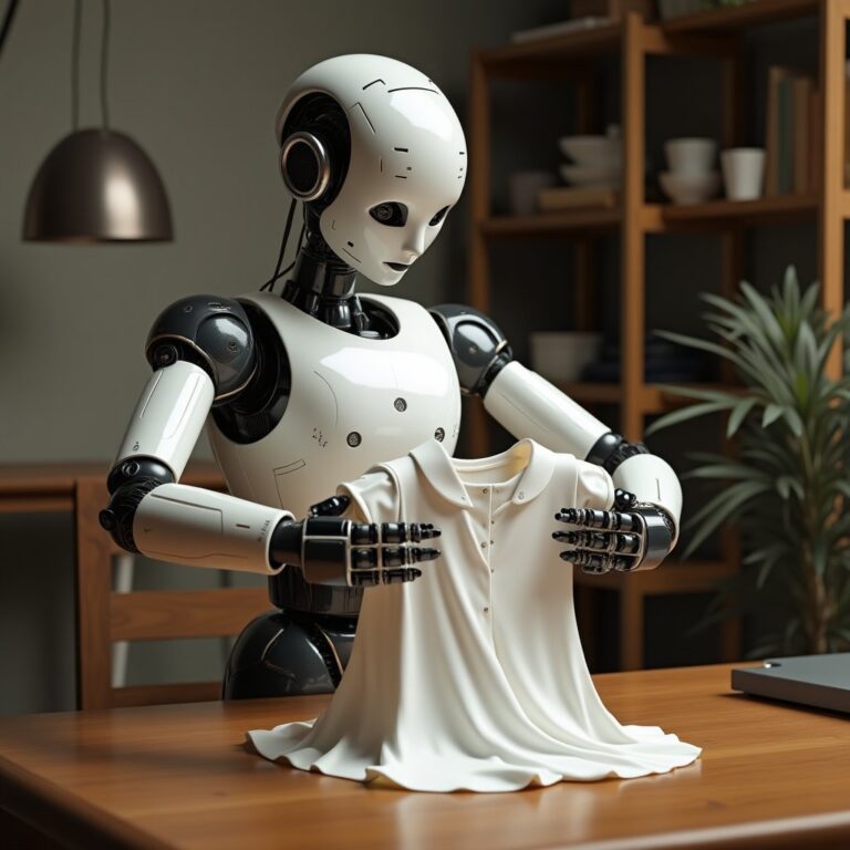 Robots préparant du café et pliant du linge