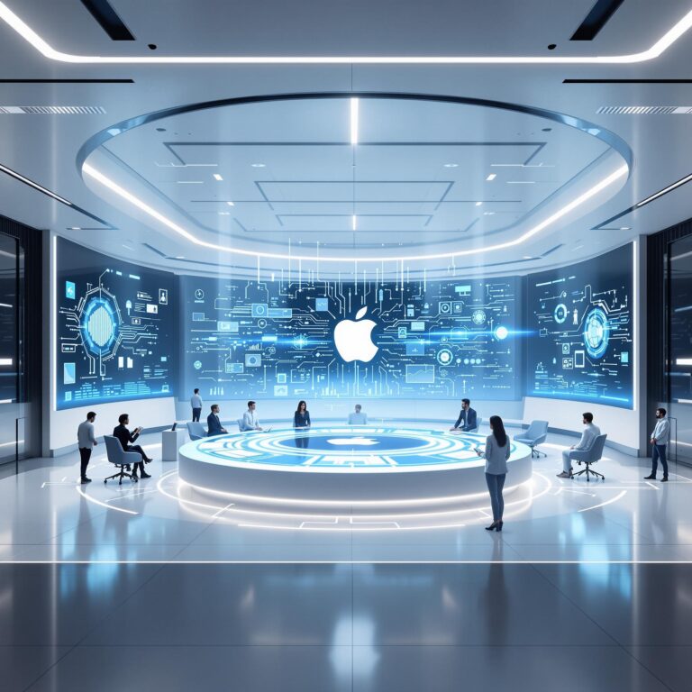 Logo apple avec des éléments liés à l'intelligence artificielle