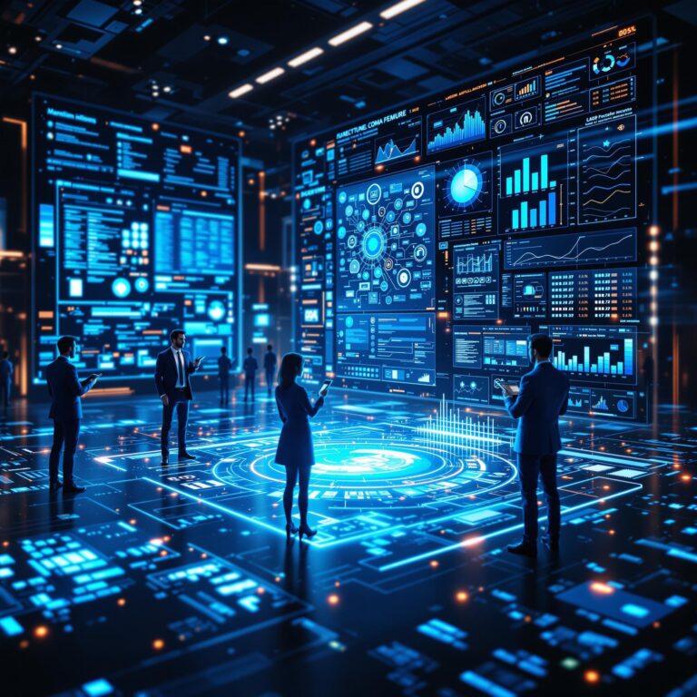 Illustration conceptuelle d'un modèle d'ia open-source en pleine réflexion